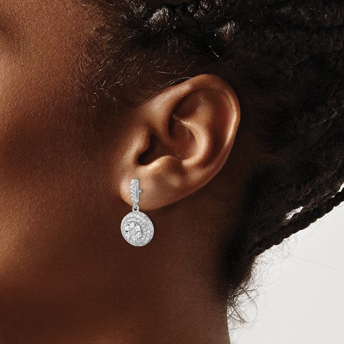 Sterling Silver CZ Dangling Post Earrings