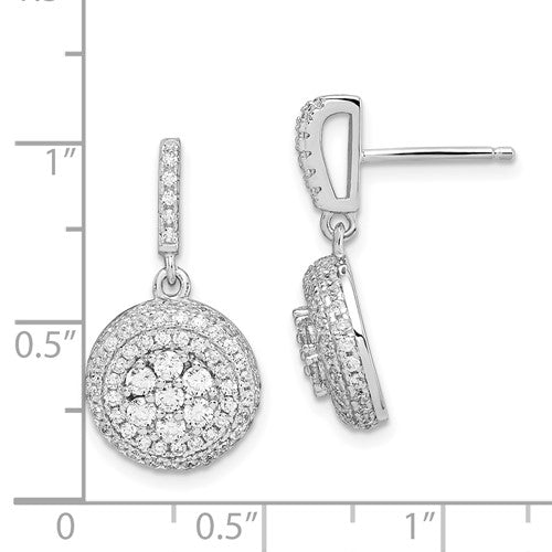 Sterling Silver CZ Dangling Post Earrings