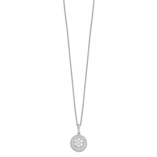 Sterling Silver CZ Halo Necklace