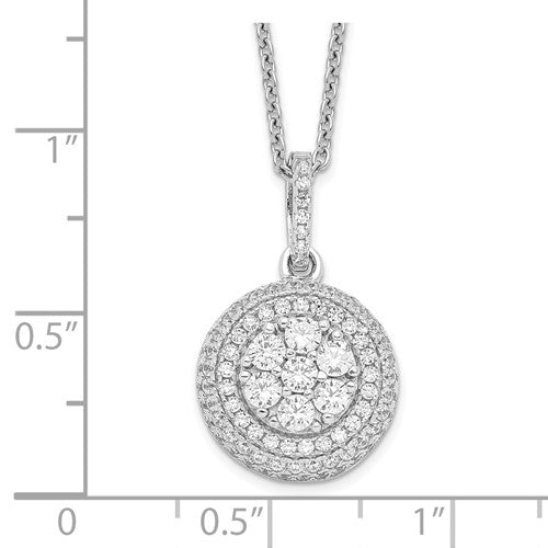 Sterling Silver CZ Halo Necklace