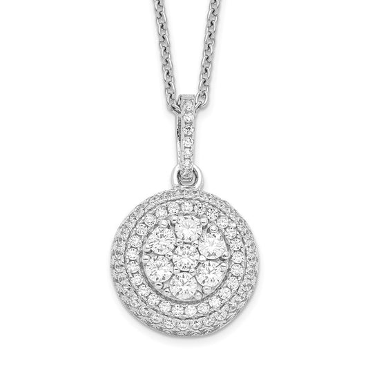 Sterling Silver CZ Halo Necklace
