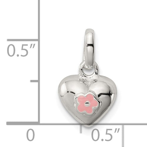 Sterling Silver Enameled Puffed Heart Charm