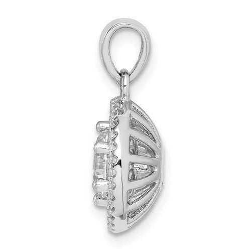 Sterling Silver Rhodium-Plated 6mm CZ Circle Pendant