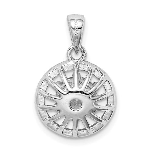 Sterling Silver Rhodium-Plated 6mm CZ Circle Pendant
