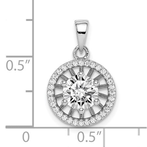 Sterling Silver Rhodium-Plated 6mm CZ Circle Pendant
