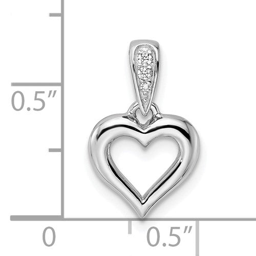 Sterling Silver CZ Open Heart Charm