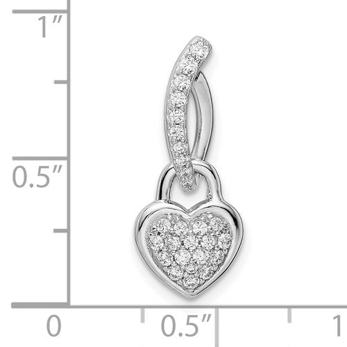 Sterling Silver Rhodium-Plated CZ Heart Pendant