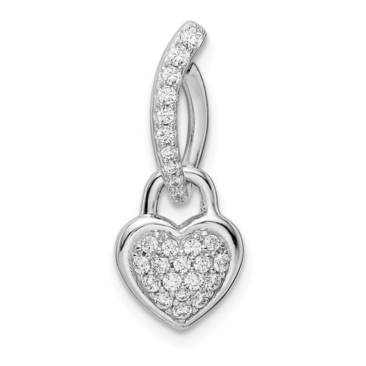 Sterling Silver Rhodium-Plated CZ Heart Pendant