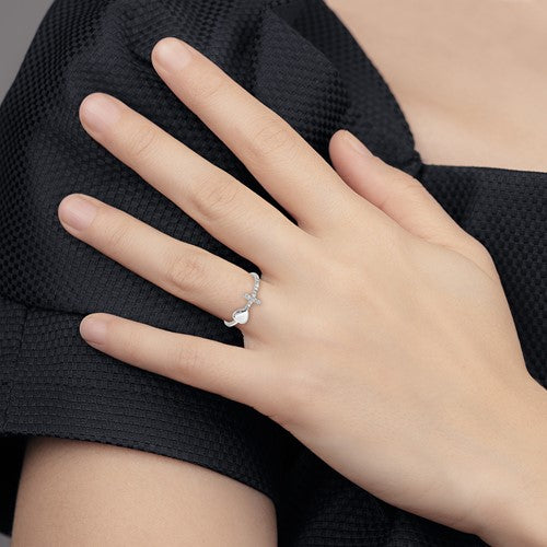 Sterling Silver CZ Cross & Heart Ring