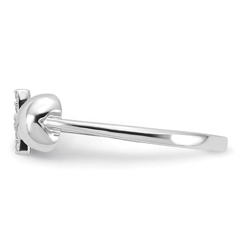 Sterling Silver CZ Cross & Heart Ring