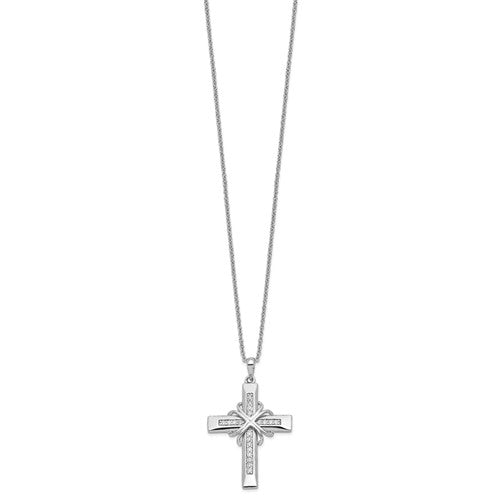 Sterling Silver CZ Cross Necklace