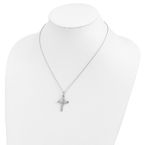 Sterling Silver CZ Cross Necklace