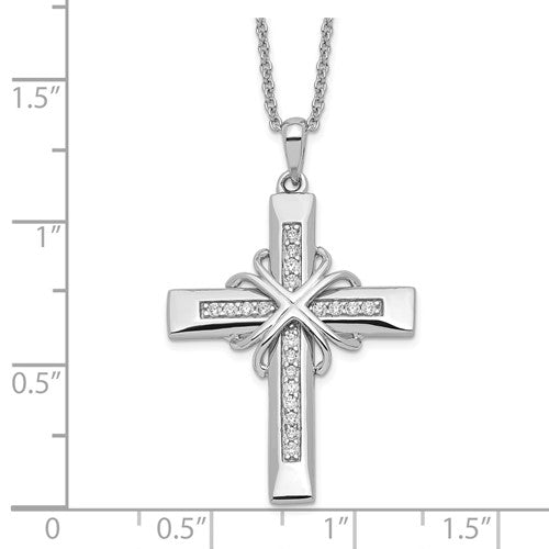 Sterling Silver CZ Cross Necklace