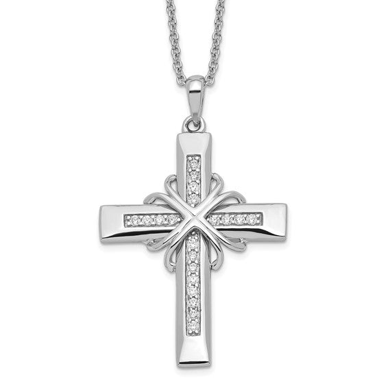 Sterling Silver CZ Cross Necklace