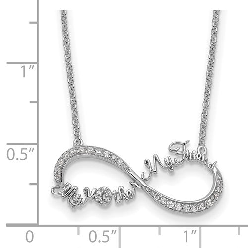 Sterling Silver CZ My Mother My Friend Necklace