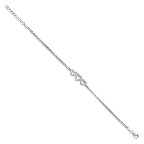 Sterling Silver CZ Heart Bracelet