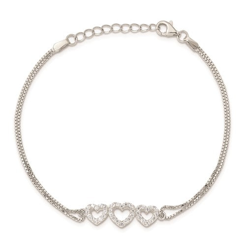 Sterling Silver CZ Heart Bracelet