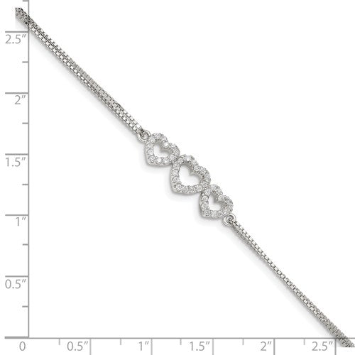 Sterling Silver CZ Heart Bracelet