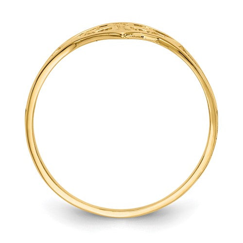 14k Heart Cross Ring