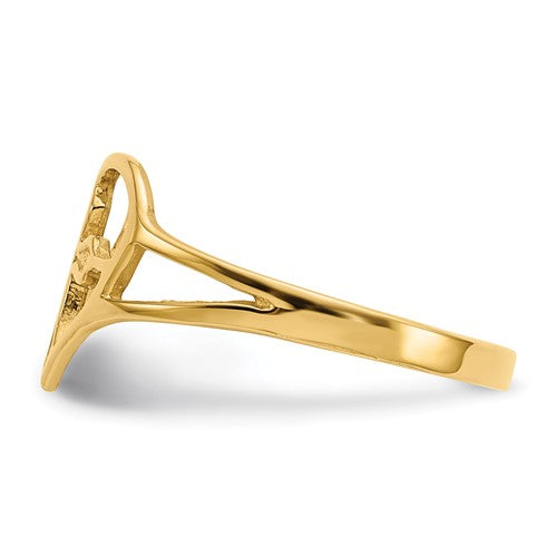14k Heart Cross Ring