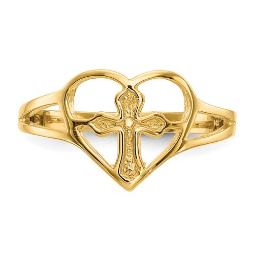 14k Heart Cross Ring