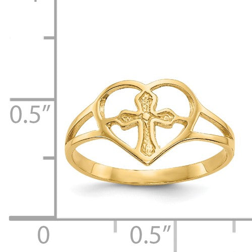14k Heart Cross Ring