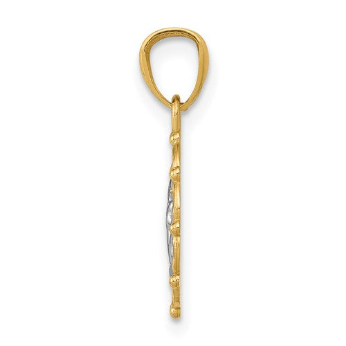 14k Two-Tone Framed Angel Charm