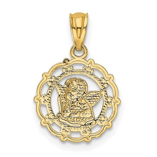 14k Two-Tone Framed Angel Charm