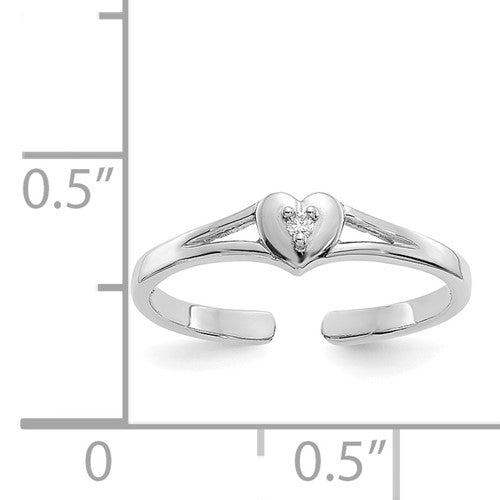 14k White Diamond Heart Toe Ring