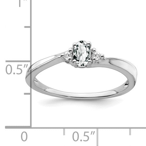 14k White Topaz and Diamond Ring