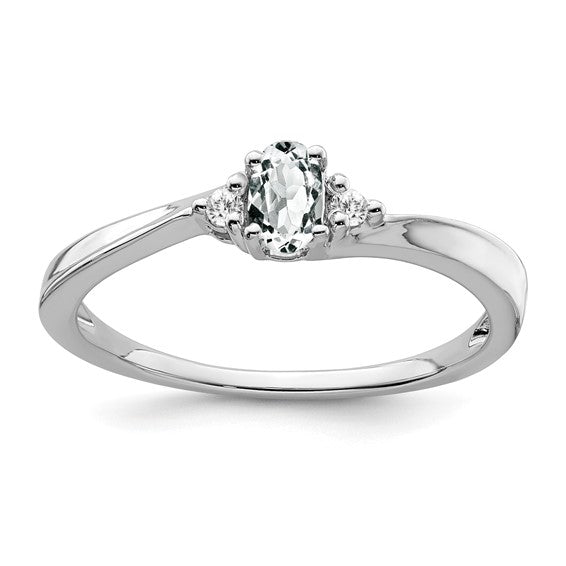 14k White Topaz and Diamond Ring