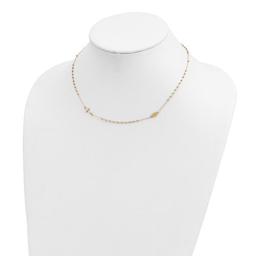 14k Yellow Gold 16 Inch Small Rosary Necklace