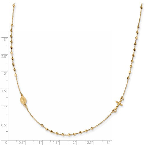14k Yellow Gold 16 Inch Small Rosary Necklace