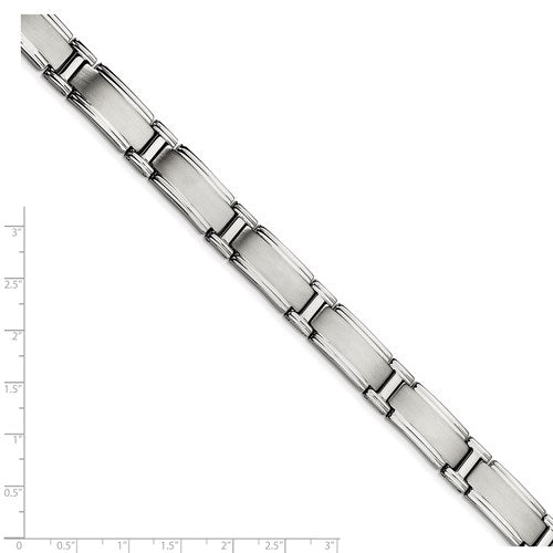 Stainless Steel Brushed & Polished Link Bracelets 9.5 Inches