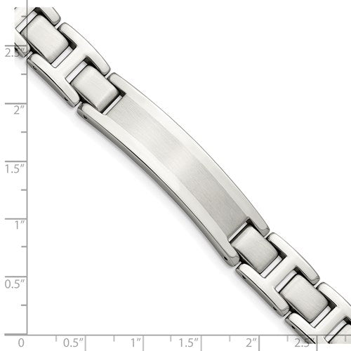 Stainless Steel Brushed & Polished ID Bracelet 8.25 Inches