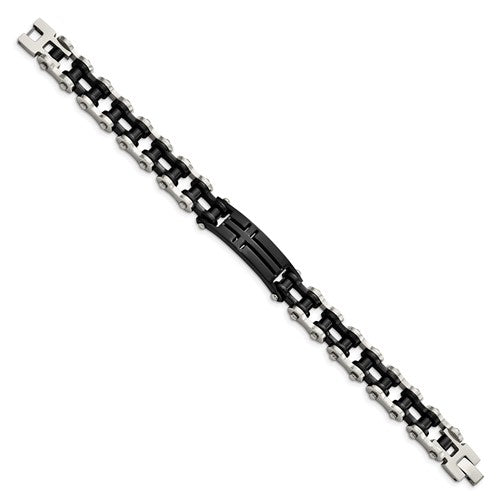 Stainless Steel Black IP Plated Cross ID Bracelets