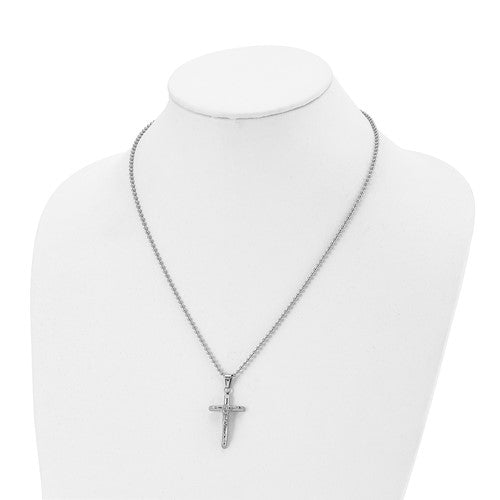 Stainless Steel Polished Crucifix w/ 20 Inch Ball Chain