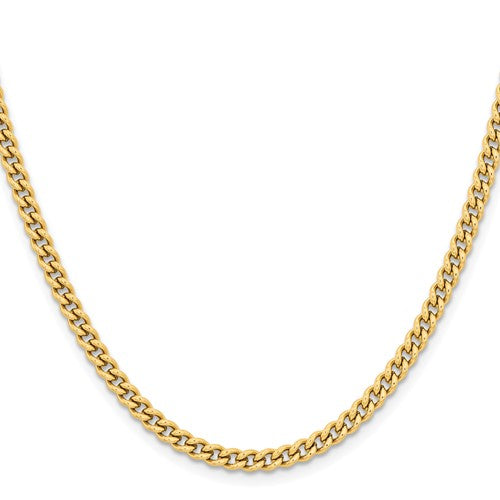 Stainless Steel Yellow IP Plated Gold-Tone Round Curb Chains 4 mm