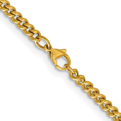 Stainless Steel Yellow IP Plated Gold-Tone Round Curb Chains 4 mm