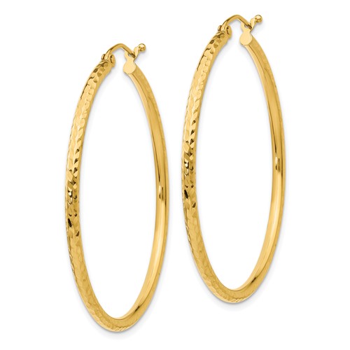 14k Diamond-Cut Hoop Earrings - 40mm