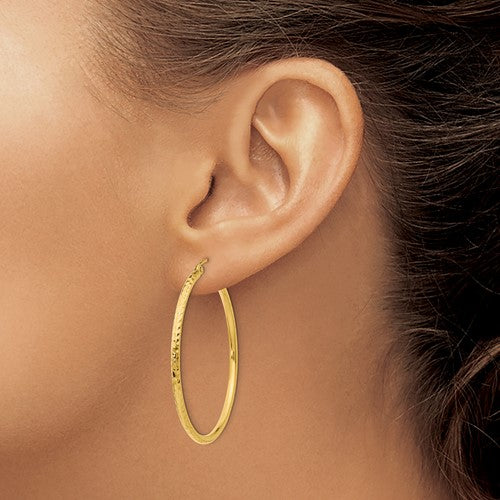 14k Diamond-Cut Hoop Earrings - 40mm