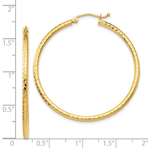 14k Diamond-Cut Hoop Earrings - 40mm