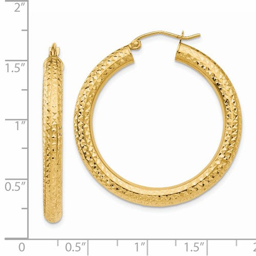 14k Diamond-Cut Hoop Earrings - 35 mm