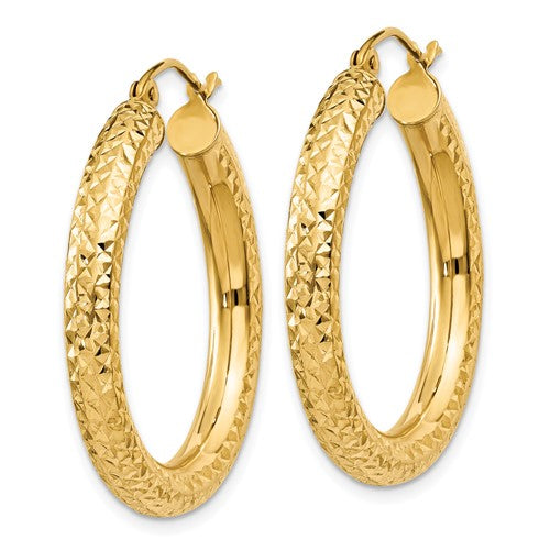 14k Diamond-Cut Hoop Earrings - 30 mm