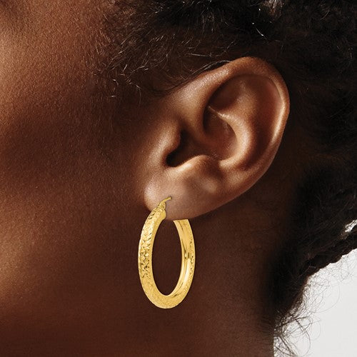 14k Diamond-Cut Hoop Earrings - 30 mm