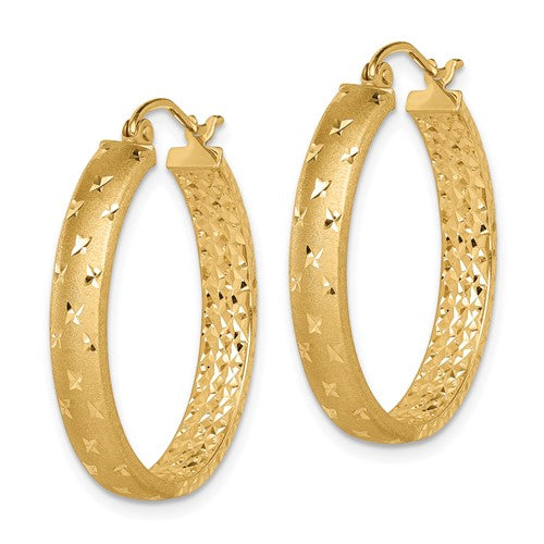 14k Diamond-Cut Hoop Earrings - 25.5 mm