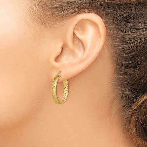 14k Diamond-Cut Hoop Earrings - 25.5 mm
