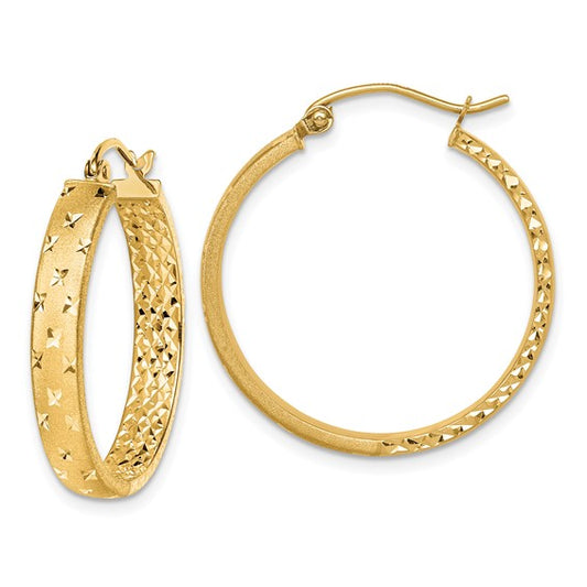 14k Diamond-Cut Hoop Earrings - 25.5 mm