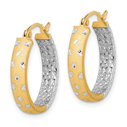 14k Two-Tone Diamond-Cut Hoop Earrings 18.5 mm