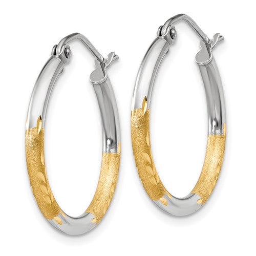 14k Two-Tone Diamond-Cut 17 mm Hoop Earrings